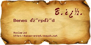 Benes Árpád névjegykártya