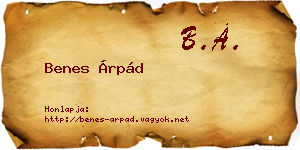 Benes Árpád névjegykártya
